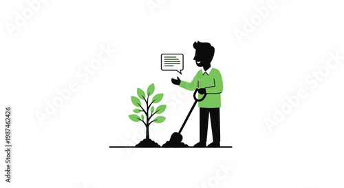 Man Planting a Sapling Vector Illustration for Environment Concept