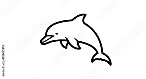 Minimalist Dolphin Vector Illustration Line Art Icon
