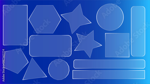 E-commerce UI Shapes Transparent Glass Plate - Glossy Glass Plate On Transparent Background - Light Glass Box Frame With Mirror Effect For Square UXUI Icon