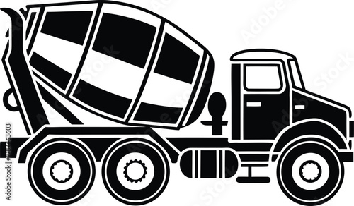 Concrete Mixer Truck Silhouette Industrial Vehicle Icon Isolated Transparent Background