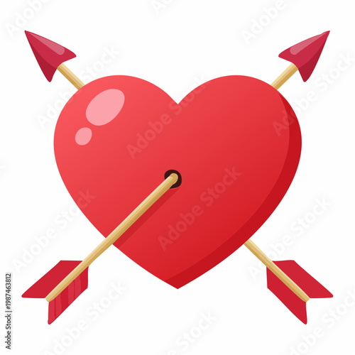 A heart pierced by two arrows in a symbolic illustration of love and passion.