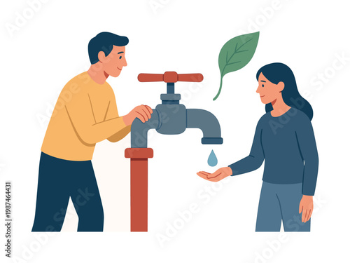 Utility management and resource conservation theme where controlling water supply supports efficient usage and environmental responsibility, represented by a simple valve