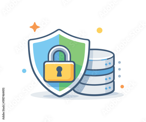 Data security and information protection in a digital environment focused on safeguarding sensitive data from unauthorized access and cyber threats, a shield combined
