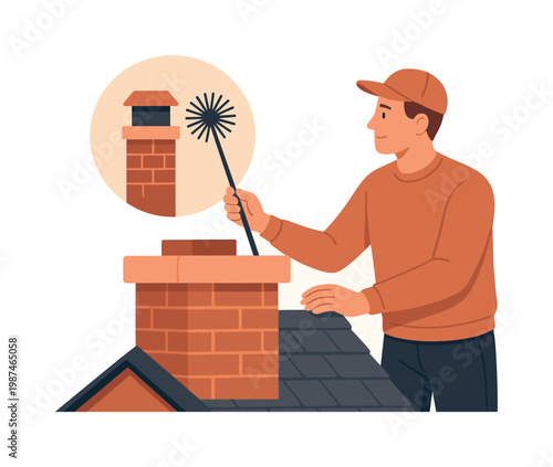 Seasonal preparation and home safety theme where chimney cleaning supports efficient heating and reduces fire risk before colder months, represented by a simple chimney