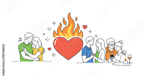 Passionate love and emotional intensity in a modern relationship or lifestyle context where individuals experience deep connection and strong feelings, represented by a