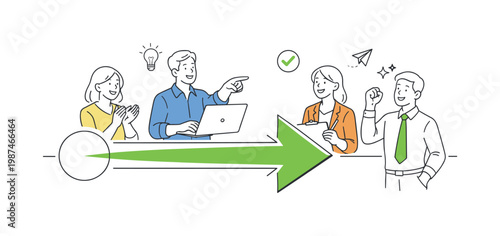 A simple clarity of next action scenario where professionals instantly recognize what step to take in a workflow without confusion or hesitation, using a visual metaphor