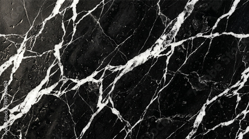Luxury black marble stone texture with elegant white vein pattern