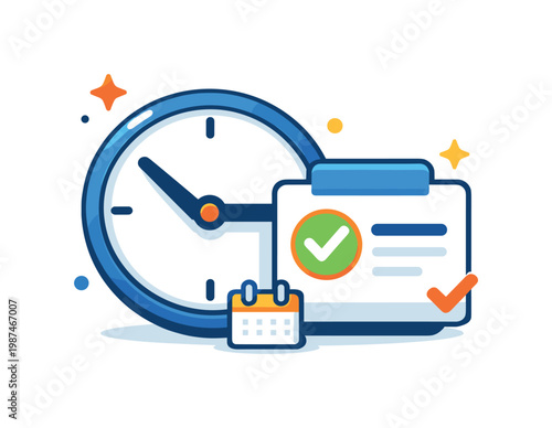 Time management and task organization concept centered on balancing workload and meeting deadlines effectively, a clock combined with a single task card representing