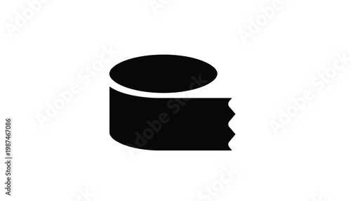 Hat icon with black silhouette and notch ribbon shape, simple vector style for web and UI design featuring fedora, cap, logo with graphic symbol and