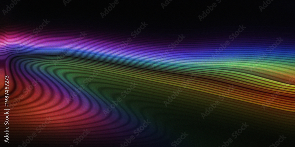 Obraz premium Vibrant rainbow gradient wave form background with dark tones and multicolor effect