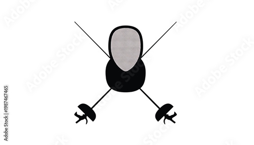 Person silhouette with two crossed tools and face mask icon in minimalist black and halftone style featuring illustration, safety gear, protection