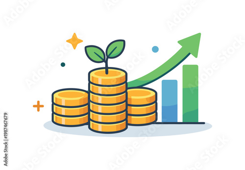 Financial growth and long-term wealth development in a business or personal finance context emphasizing steady progress and smart investment decisions, an upward arrow