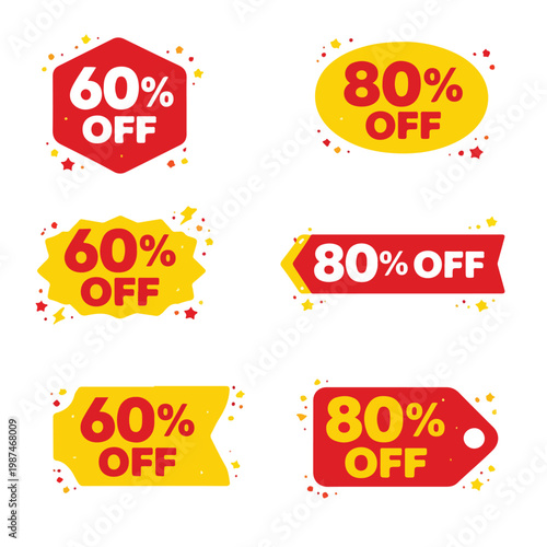 Mega Sale Discount Badge Collection Flat Design