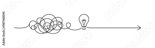 Simplicity and minimalism in decision making and reducing unnecessary complexity in daily processes, a flowing line forming multiple small loops that resolve into a