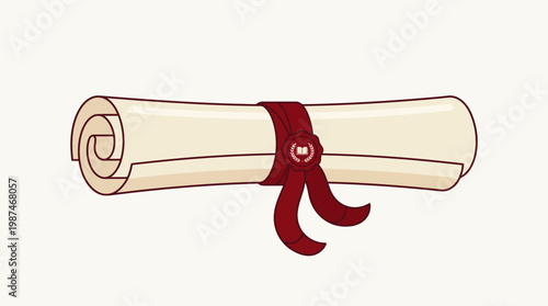 Rolled up parchment with ribbon tied.