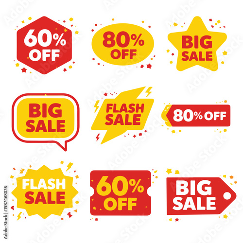 Mega Sale Discount Badge Collection Flat Design