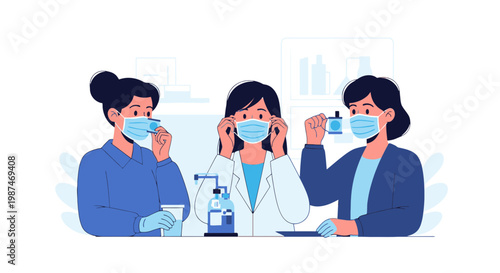 Healthcare Professionals Wearing Masks in Medical Consultation