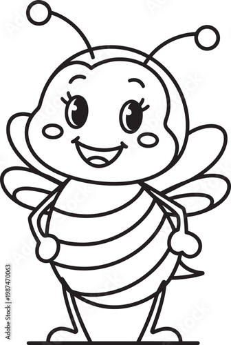 delightful cartoon bee character smiling cheerfully