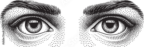 human eyes illustration in stippling dotwork style