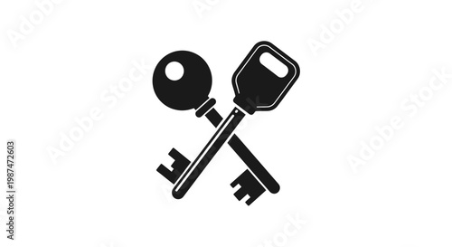Two keys crossed over each other in a simple graphic illustration