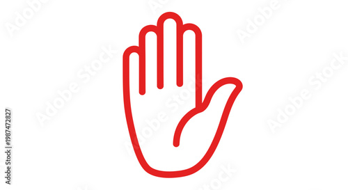 A graphic illustration of a raised stop hand with red outline