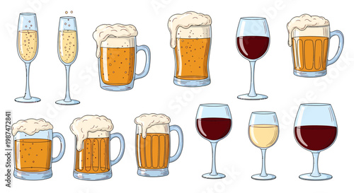 The Whisk_c7832d3bc680f9798d14e2486a0265bedr.svg illustration depicts various glasses and mugs filled with drinks on a table.
