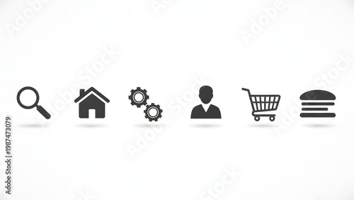 Solid Black Flat Web Interface and Navigation Icons Set