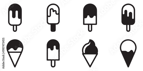 Minimalist Ice Cream and Frozen Treat Icon Collection