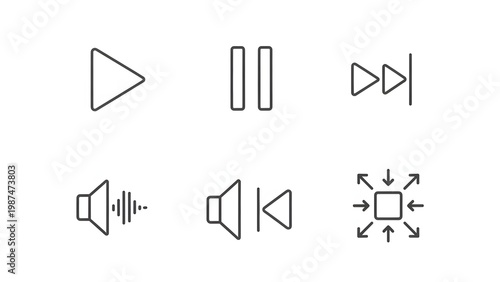 Universal Media Player Navigation and Sound Control Icons