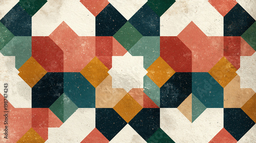 Geometric Harmony: A vibrant abstract composition where colorful geometric shapes converge, creating a visual symphony of form and hue.