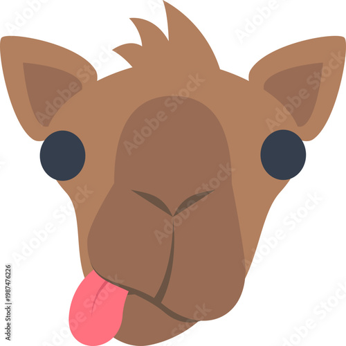 Playful Camel: A cartoon camel with a whimsical expression, captured in a close-up, showcasing its expressive face and playful nature, perfect for adding a touch of humor and personality.