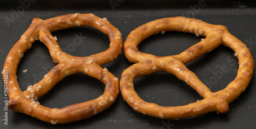 pretzels isolated on black background