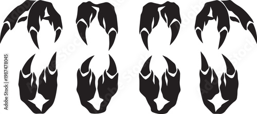 Stylized black and white claws a repeating pattern of predatory appendages