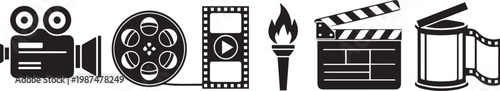 Cinema and filmmaking icons a collection of movie industry symbols