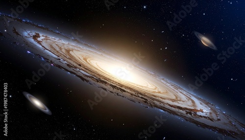 Andromeda Galaxy M31 with dust lanes and bright core in deep space