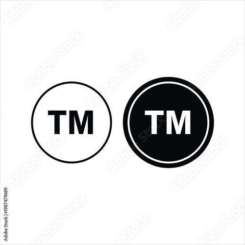 Trademark symbols in circles with simple design isolated on white background