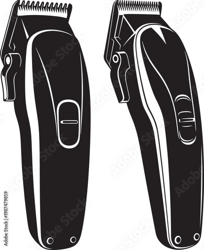 Two professional hair clippers with hair clipper personal care clippers grooming scissors electric hairstyle professional equipment instrument appliance accessory maintenance technology