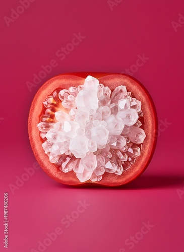 Tomato Filled With Crystal Quartz Surreal Fresh Food Luxury Concept Design
