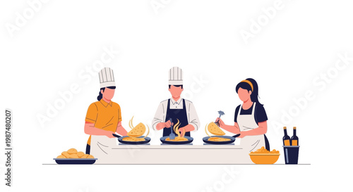 Cooking Class with Chefs and Student in Culinary Workshop