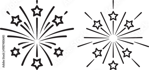 Firework starburst icons with black and white graphic resource firework starburst celebration firecracker explosion sparkler pyrotechnic abstract illustration new year birthday background