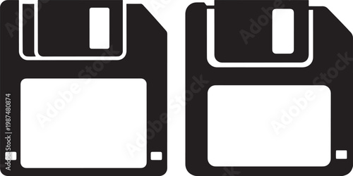 Floppy disk icons with save icon data storage device black and white computer hardware technology icon set vector graphic old school computing technology storage media diskette