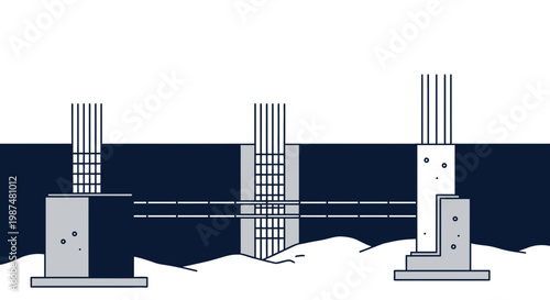 Conceptual Illustration Depicting Foundation And Support Elements Of Construction Design
