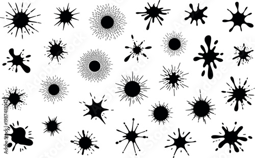 hand-drawn black and white seamless pattern of abstract spiky floral shapes and starburst motifs
