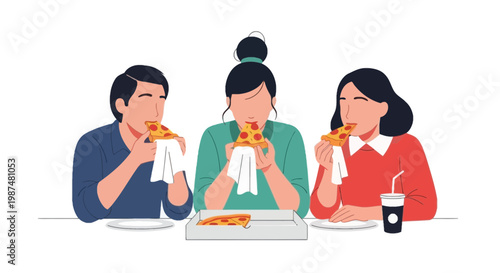 Group of Diverse People Enjoying Pizza at a Casual Gathering