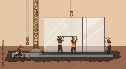 Constructing A Building Utilizing Cranes And Laborers For Architectural Assembly Projects