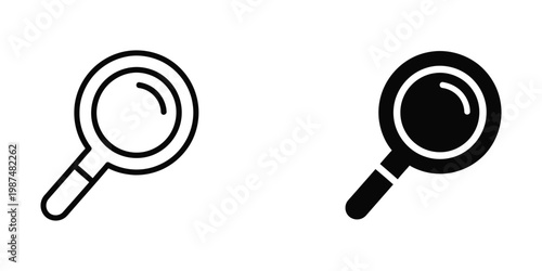 Comparison of a transparent and filled magnifying glass icon