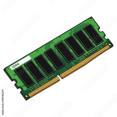 DDR4 Computer RAM Memory Stick Vector Illustration