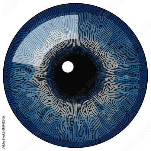 Detailed Blue Human Eye Iris Vector Illustration