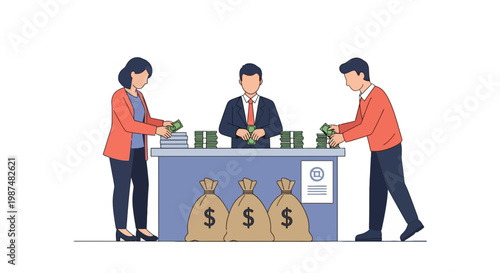 Business Transaction with Cash and Financial Documents