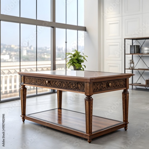 Modern dining room with table